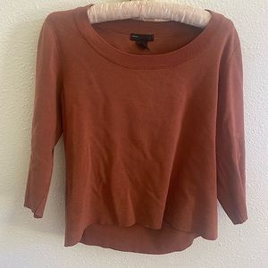 Burnt Orange Mid-Sleeve Silk Top